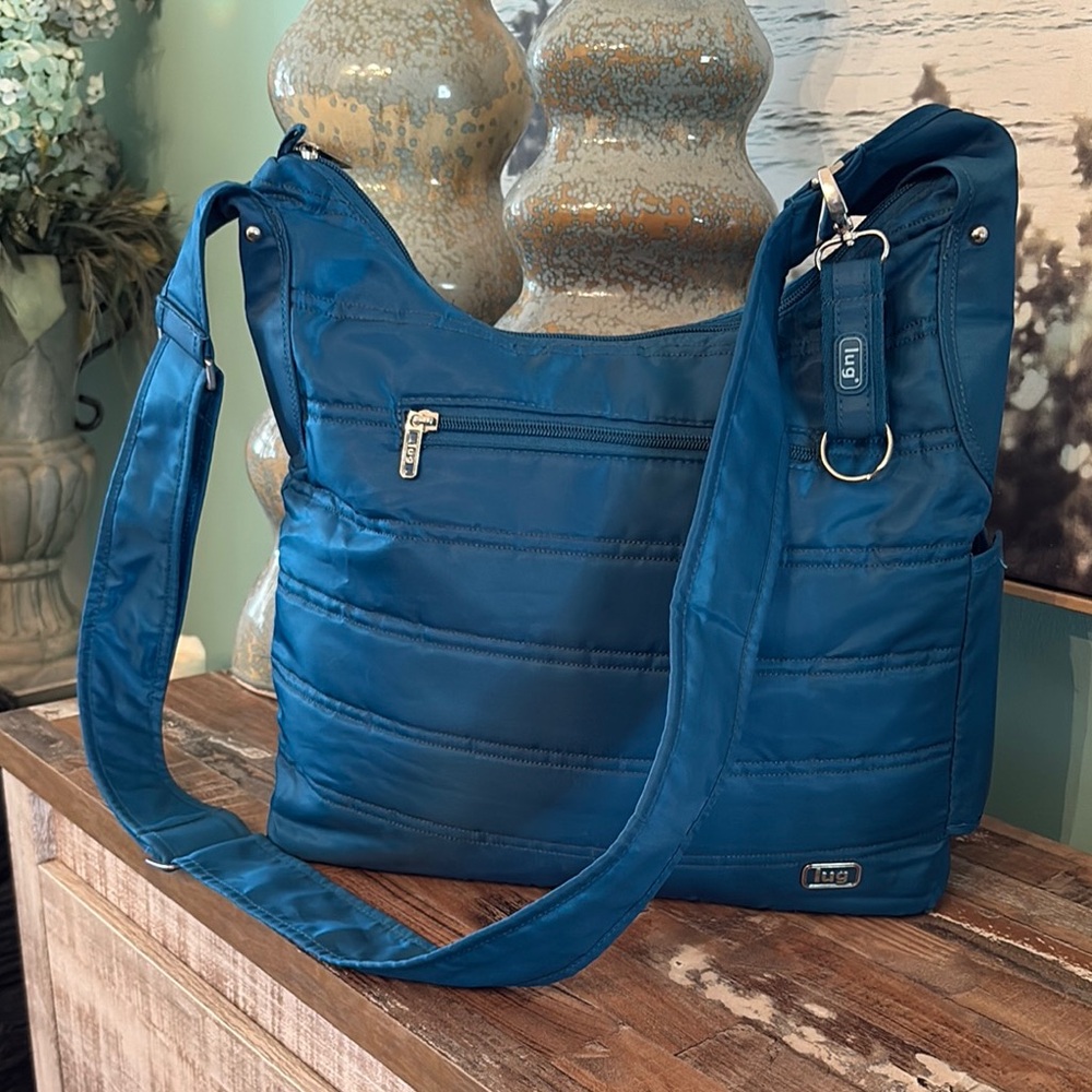 Lug Blue Shoulder Bag with Structured Design beautiful bag